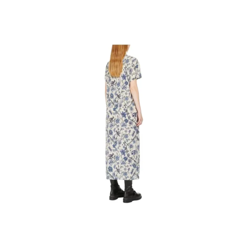 WEEKEND MaxMara Revere Collection Printed Silk T Shirt Dress Short Sleeved Dress Women's Light Blue-2