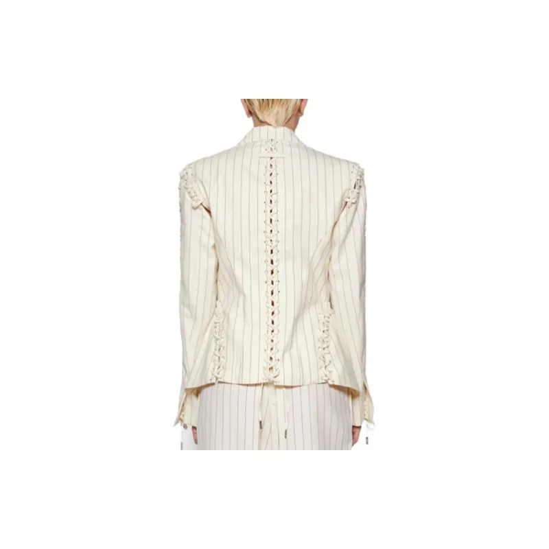 Jean Paul Gaultier Lace-up Striped Blazer-3