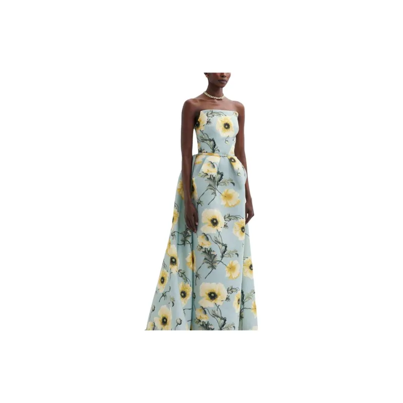 Oscar De La Renta Poppy-print Strapless Gown-3