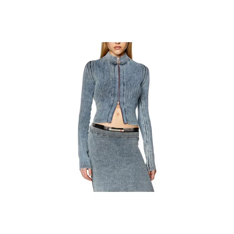 DIESEL Anafi Ribbed Zip Cardigan 'Blue'-3