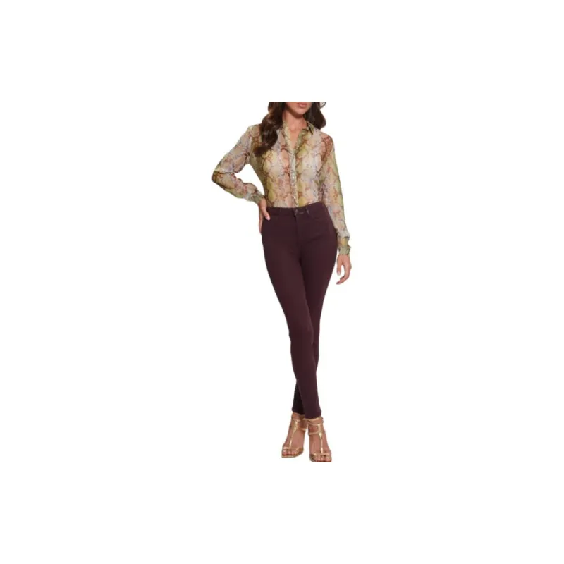 GUESS 1981 Coated Skinny Jeans Jeans Women's Dark Brown-3