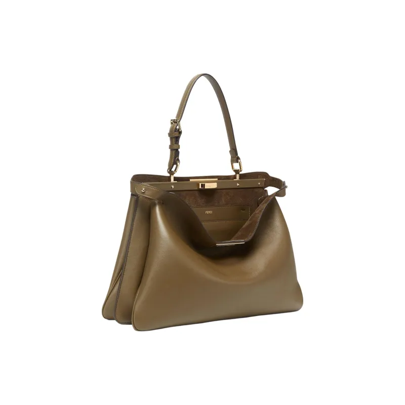 FENDI Peekaboo Calfskin Handbag Large Size Women's Green-2