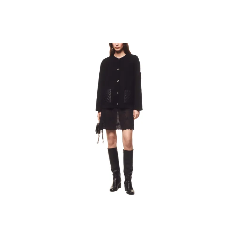 CHANEL 24 Fall Winter Leather Jacket Women's Black-1