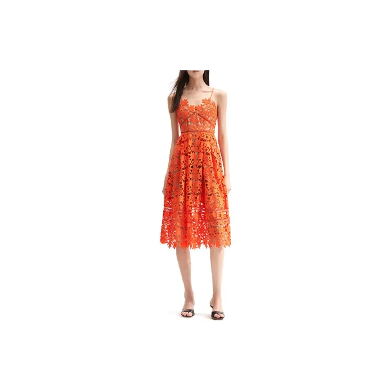 Self portrait Slip Dresses Women's Bright Orange-1