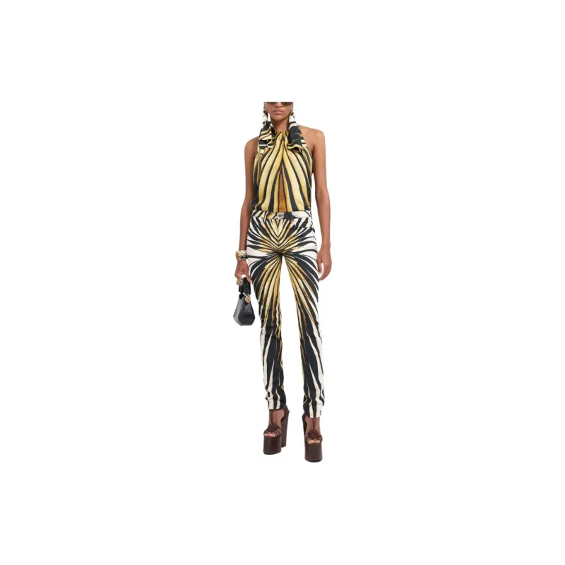 Roberto Cavalli Ray Of Gold Print Skinny Trousers-1