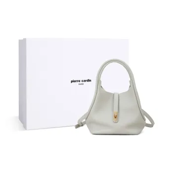 PIERRE CARDIN Versatile Commute Women's Bag Fashion Genuine Leather One Shoulder Handbag Women's Ecru/Black/Brown