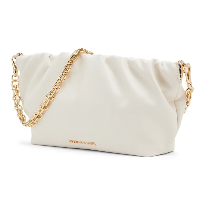 CHARLES&KEITH PU Shoulder Bag, Crossbody Bag Trumpets Women's Brown/Cream Milk White/Silver-5