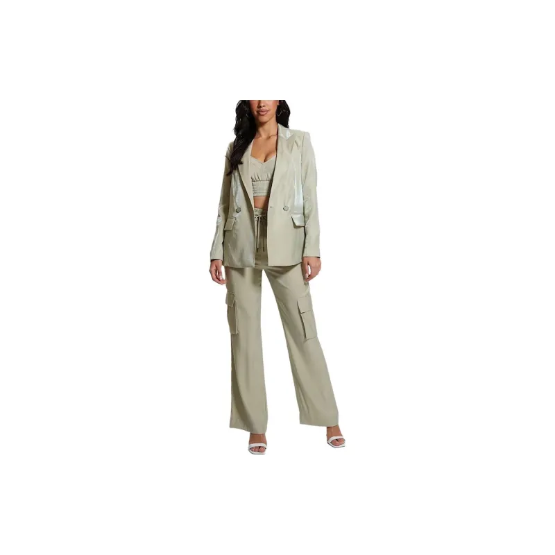 GUESS Satin Blazer Business Suit Women's Light Green-1