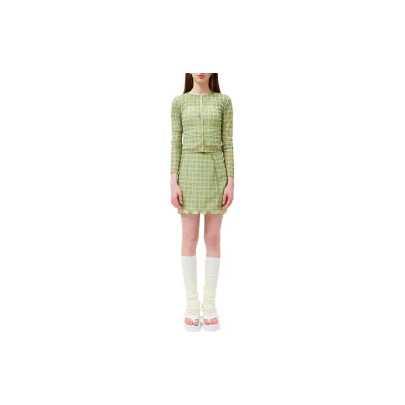 Kirsh FW23 Casual Short Skirts Women's Lime Gray-1