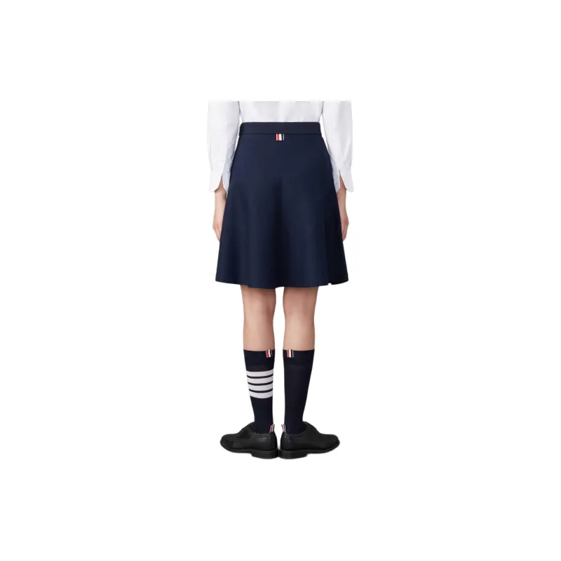 THOM BROWNE High Waist Flared Knitted Skirt-2