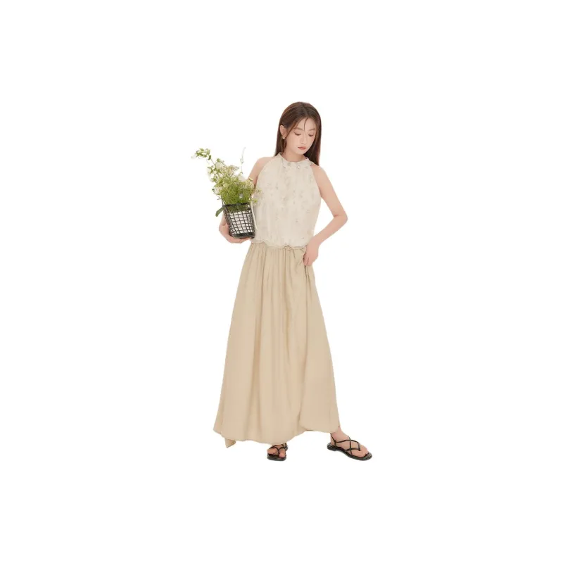 HUASJ Casual Long Skirts Women's Khaki Green-1
