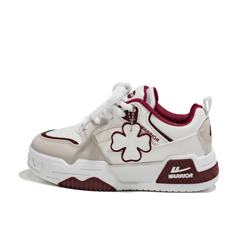 Warrior Low Top Skateboard Shoes Unisex White Gray Red-2