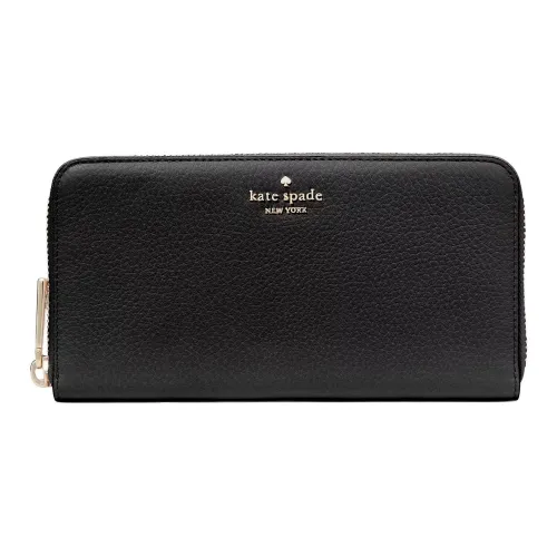 Kate Spade Litchi Grain Leather Wallet Large Size Women's Black