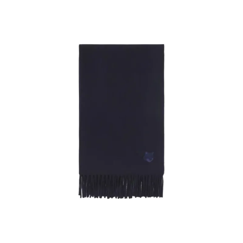Maison Kitsune Logo embroidered Virgin Wool Scarf-1