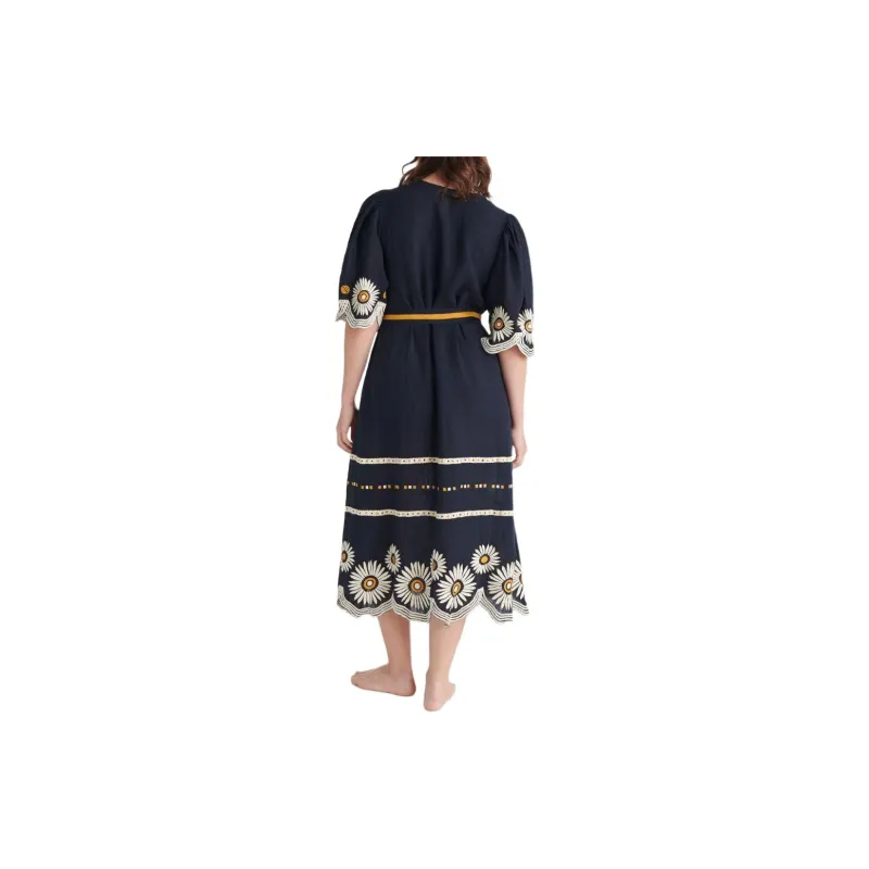 Eres Hortense Floral embroidered Linen Dress-2