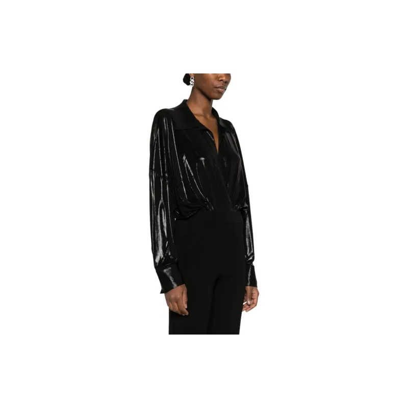 NORMA KAMALI Laminated Shirt style Bodysuit-2