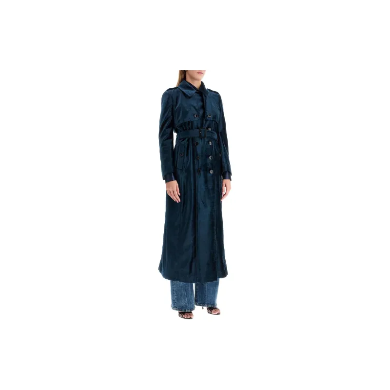 TOM FORD Double Breasted Velvet Trench Coat-1