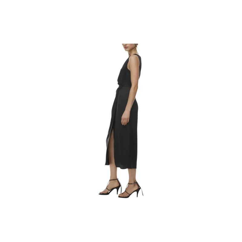 ARITZIA Babaton Illustrious Satin Dress Sleeveless Dress Women's BLACK/Black-4