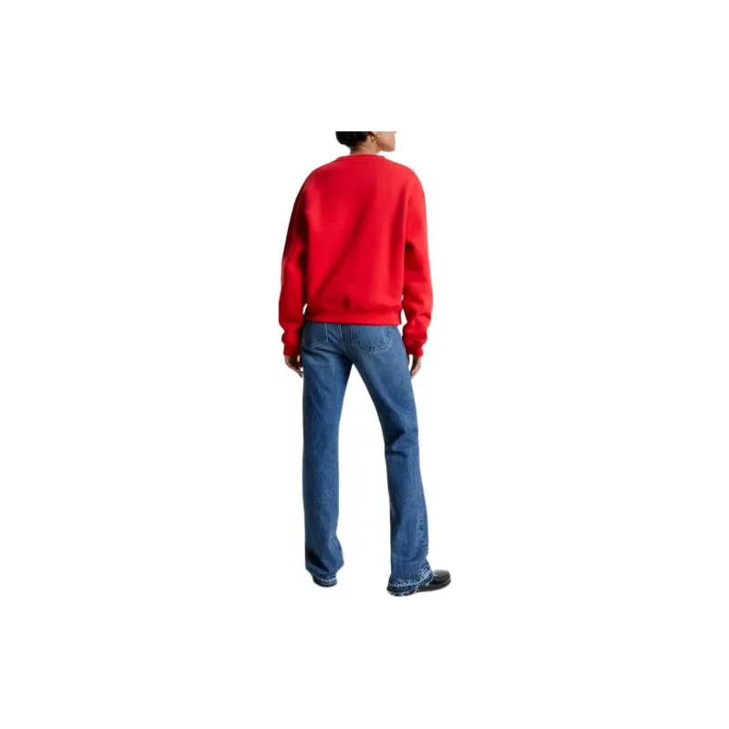 Tommy Hilfiger Chest Logo Crew Neck Sweatshirt Women's Red-2