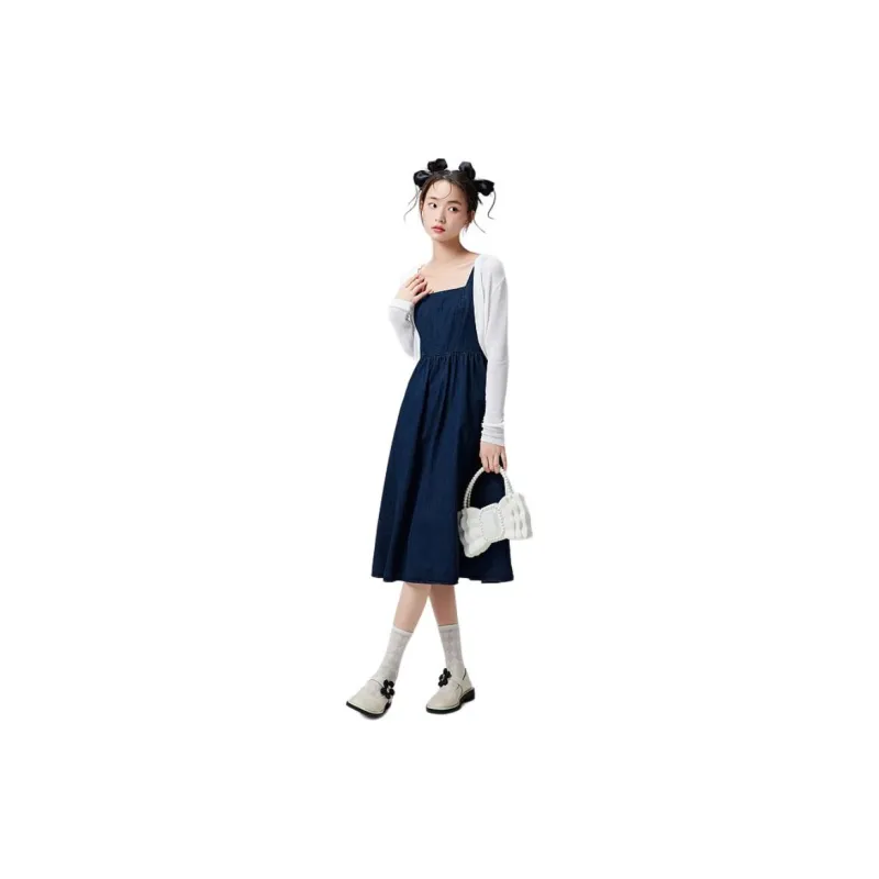 ZIHAN Skirt Set Women's Dark Denim Blue-1