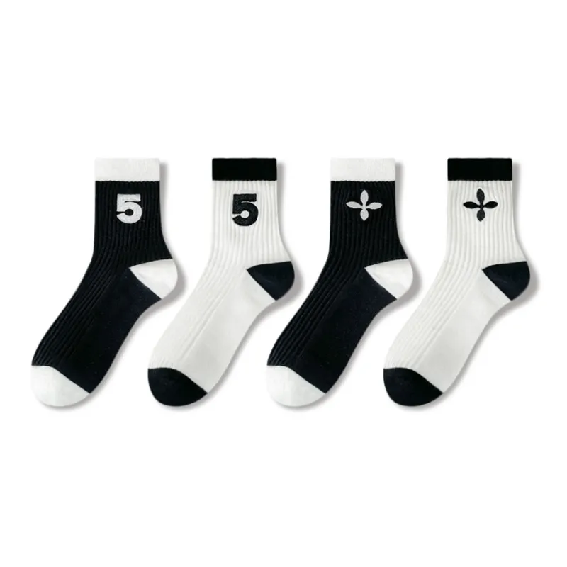 JIAZINI Mid Calf Socks Women's 4 Pack-36