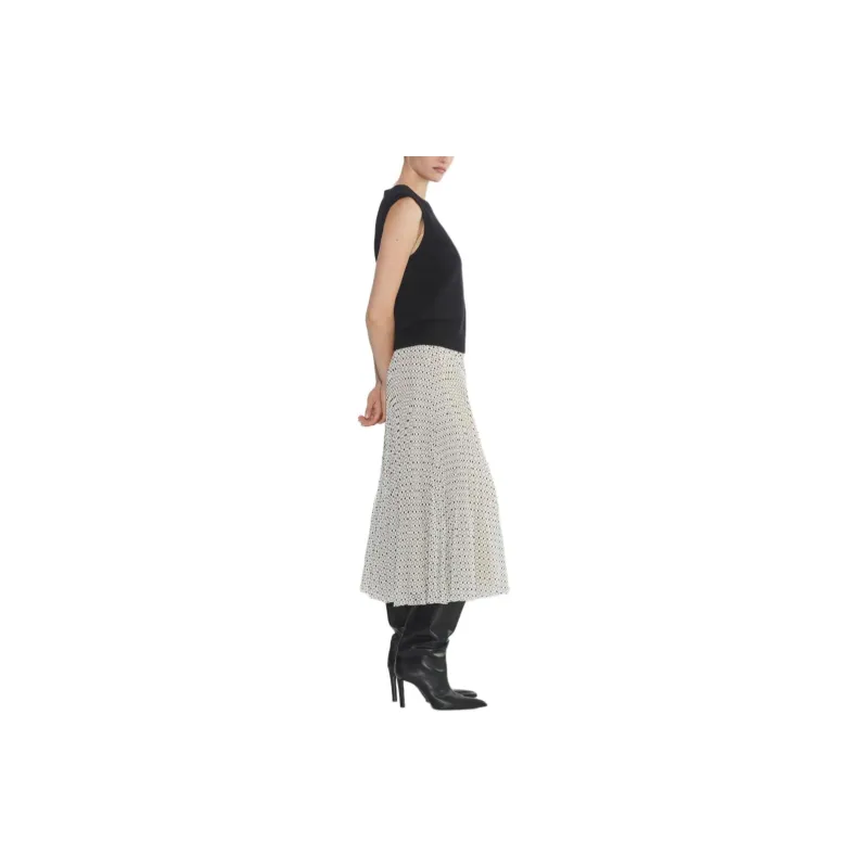 ARITZIA Wilfred New Twirl Pleated Skirt Casual Long Skirts Women's Light Birch Black/Light Birch Wood Black-3