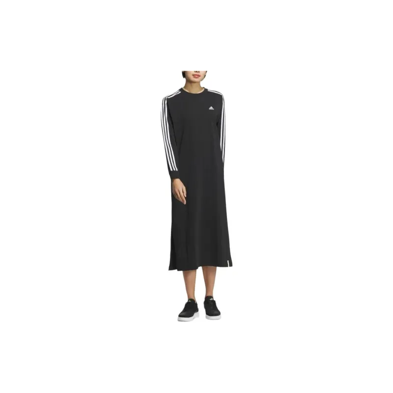 Adidas ESSENTIALS Plus Long-Sleeved Dresses Women's Black-2