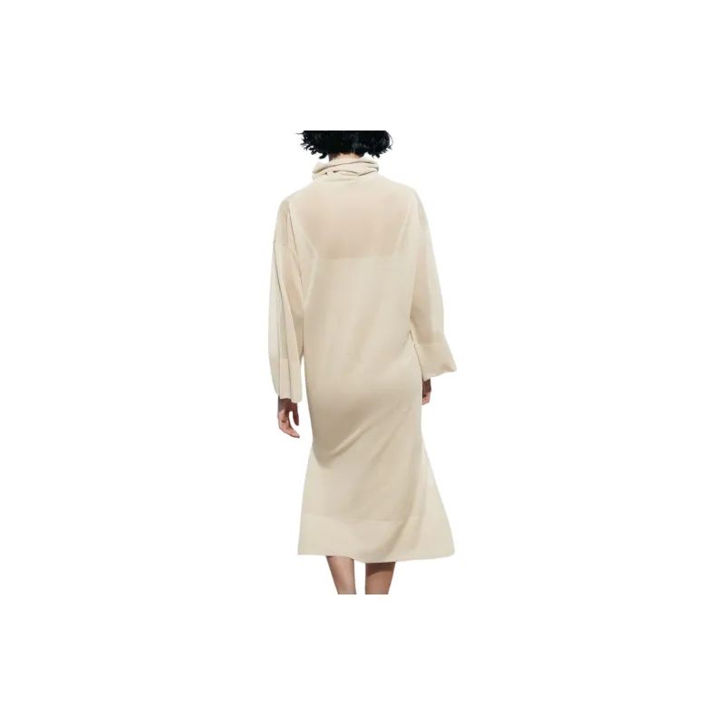 ZARA Long-Sleeved Dresses Women's Beige-3