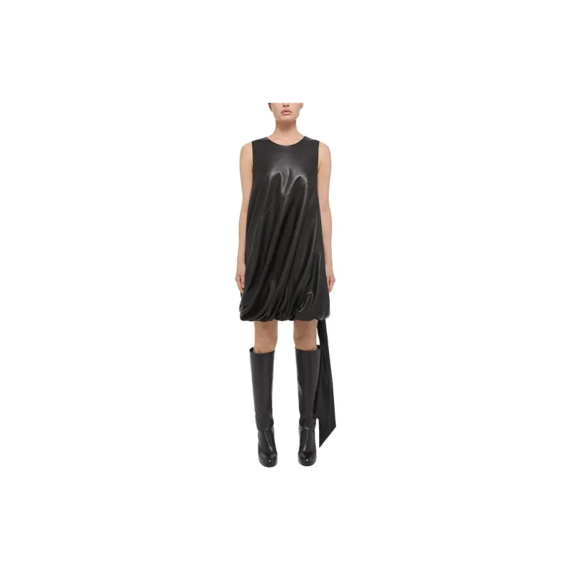 Helmut Lang Leather Puffball Minidress-1