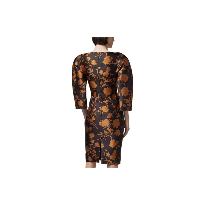 VERSACE Floral Silhouette Rounded Midi Dress-1