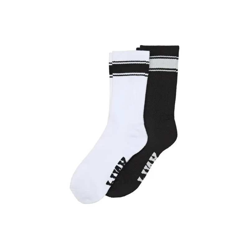 Victoria's Secret PINK 2-Pack Crew Socks / White/Black Mid-Calf Socks Women's 2 Pack Black White-0