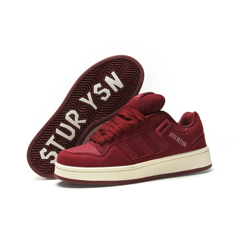 STUR YSN Wear resistant And Lightweight Low Top Skateboard Shoes Unisex Burgundy-6
