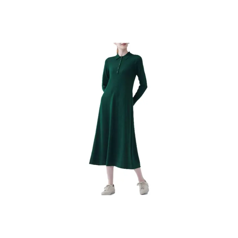 UNIQLO Long-Sleeved Dresses Women's Dark Olive-1