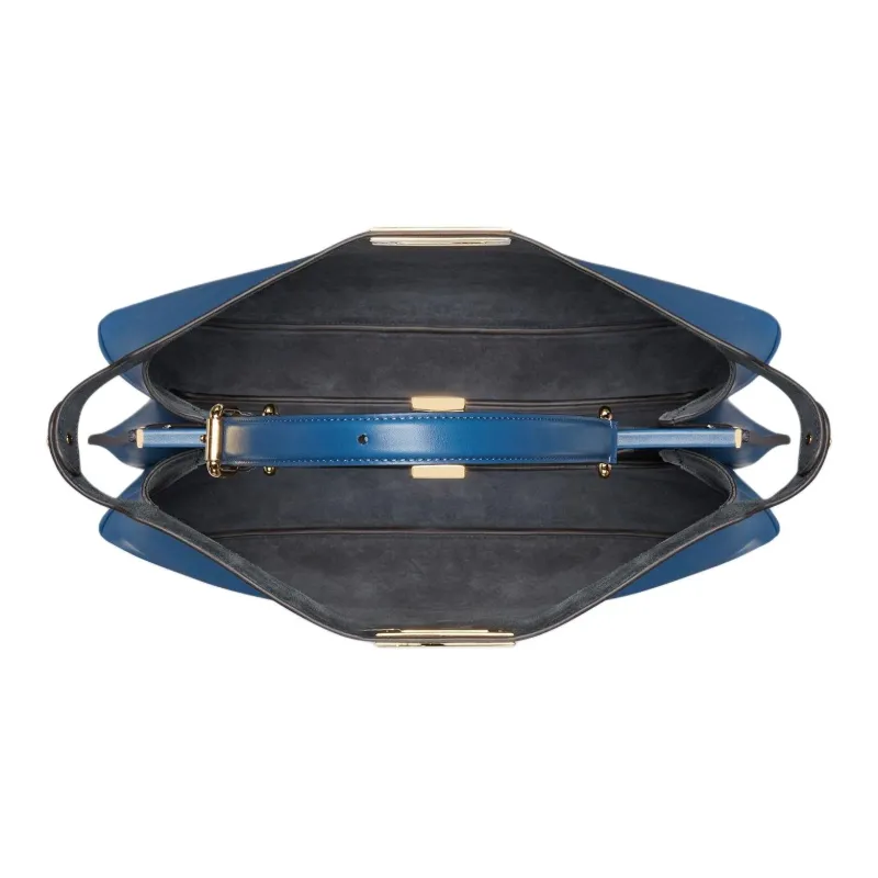 FENDI Peekaboo Calfskin Handbag Large Size Women's Blue-4