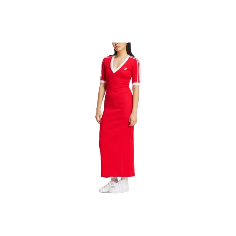 Adidas Originals Adicolor 3-Stripes Knit V-Neck Dress-1