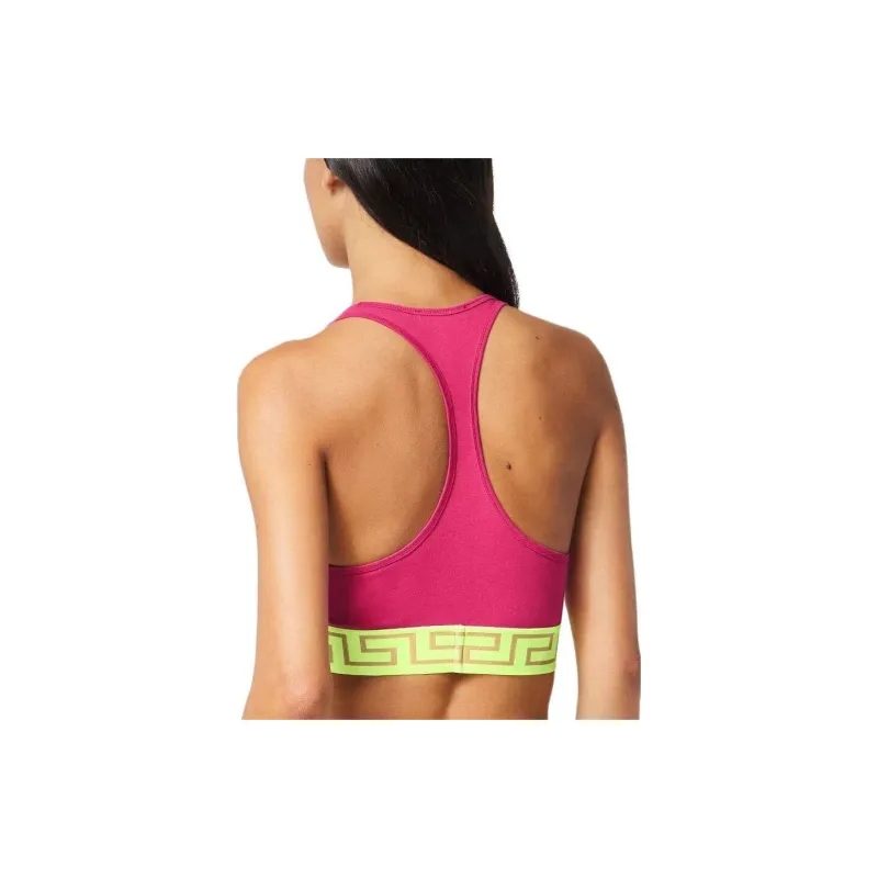 VERSACE Greca Border Triangle Bikini Top 'Fuchsia/ Yellow'-2