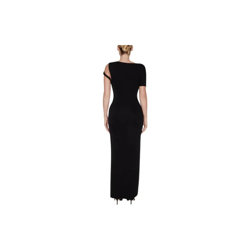 Khy DROP 004 Sueded Stretch Twist Maxi Dress Short Sleeved Dress Women's Black-2