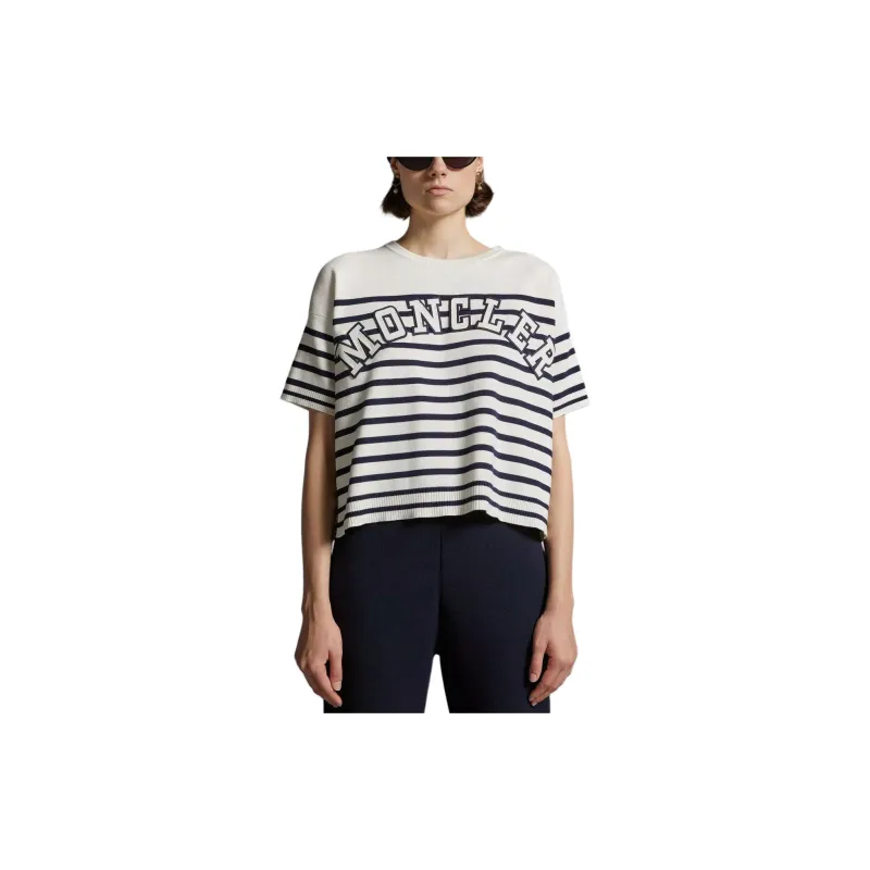 Moncler Striped Logo Knit T Shirt-1