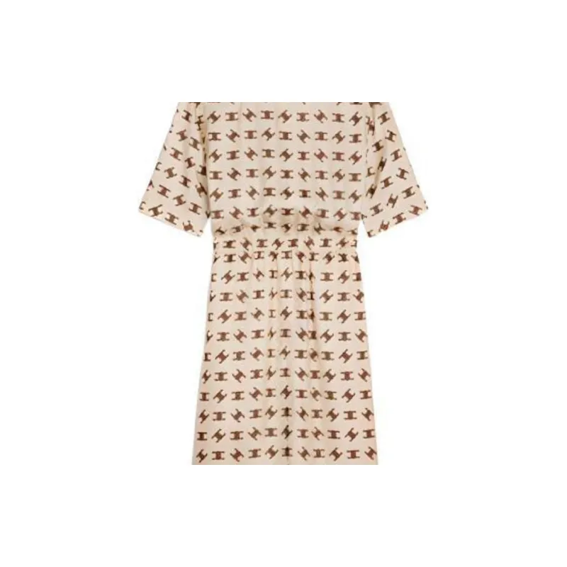 CELINE FW22 Short Sleeved Dress Women's Brown-4