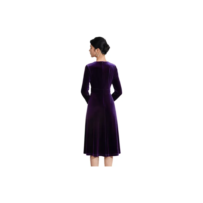 BBLLUUEE Long Sleeved Dress Women's Purple Bamboo-4
