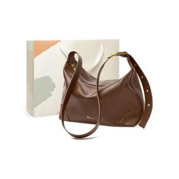15 MINS Cow Leather Patchwork Synthetic Leather Shoulder Bag Crossbody Bag Tote Pack Regular Women's Coffee