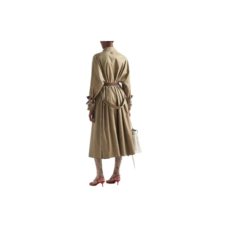 PRADA Long Sleeved Belted Trench Coat-2