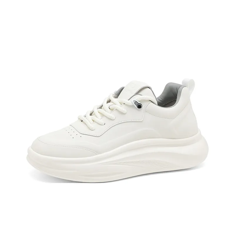 JOSINY Small White Shoes Lightweight Cushioning Rebound Low Top Casual Shoes Men's Ecru-1