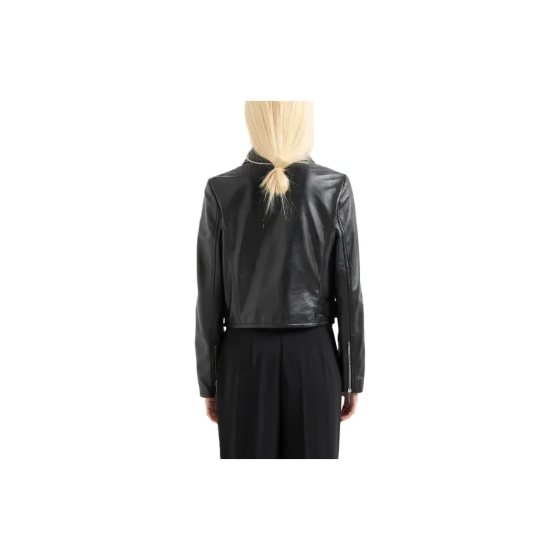 ARMANI EXCHANGE Zipped Buckle Fastened Leather Jacket-4