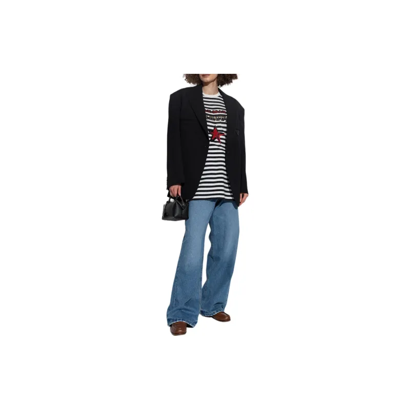 MaxMara Striped Logo Embellished T Shirt-3