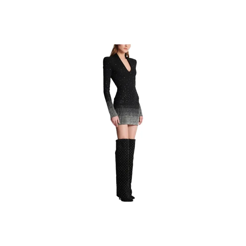 BALMAIN Long Sleeved Dresses Women's Black-4
