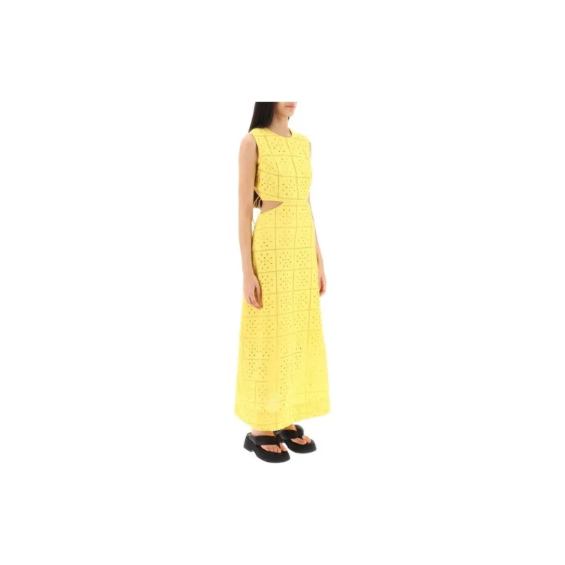 GANNI Broderie-anglaise Cotton Midi Dress-2