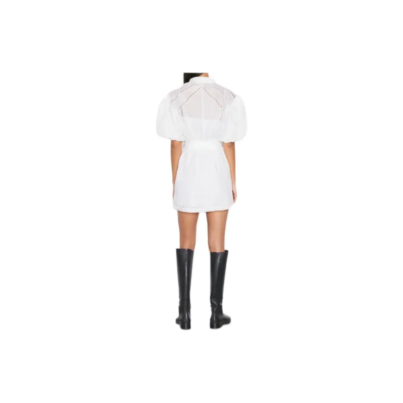 FRAME Short Sleeved Dress Women's White-2
