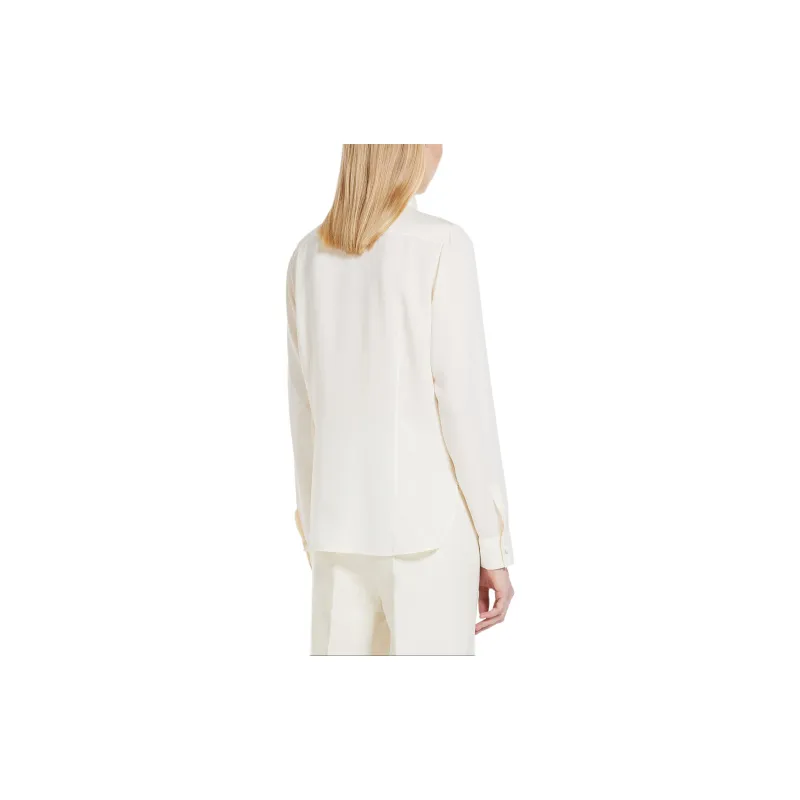 MaxMara Filmato Collection Silk Charmeuse Shirt Shirt Women's Ivory-3