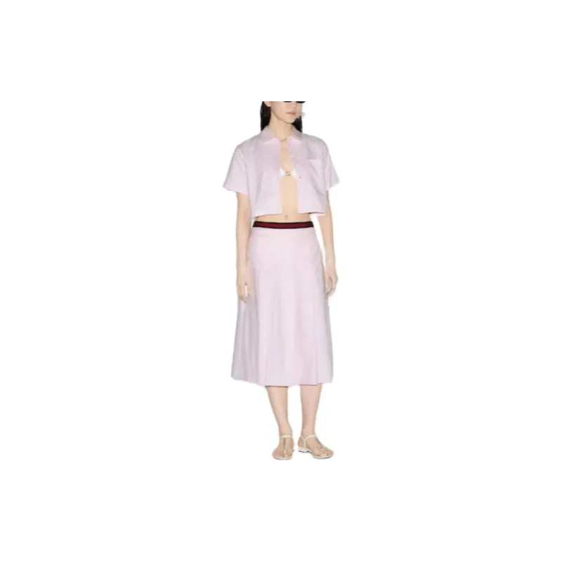 GUCCI FW24 Casual Long Skirt Women's Light Pink-1